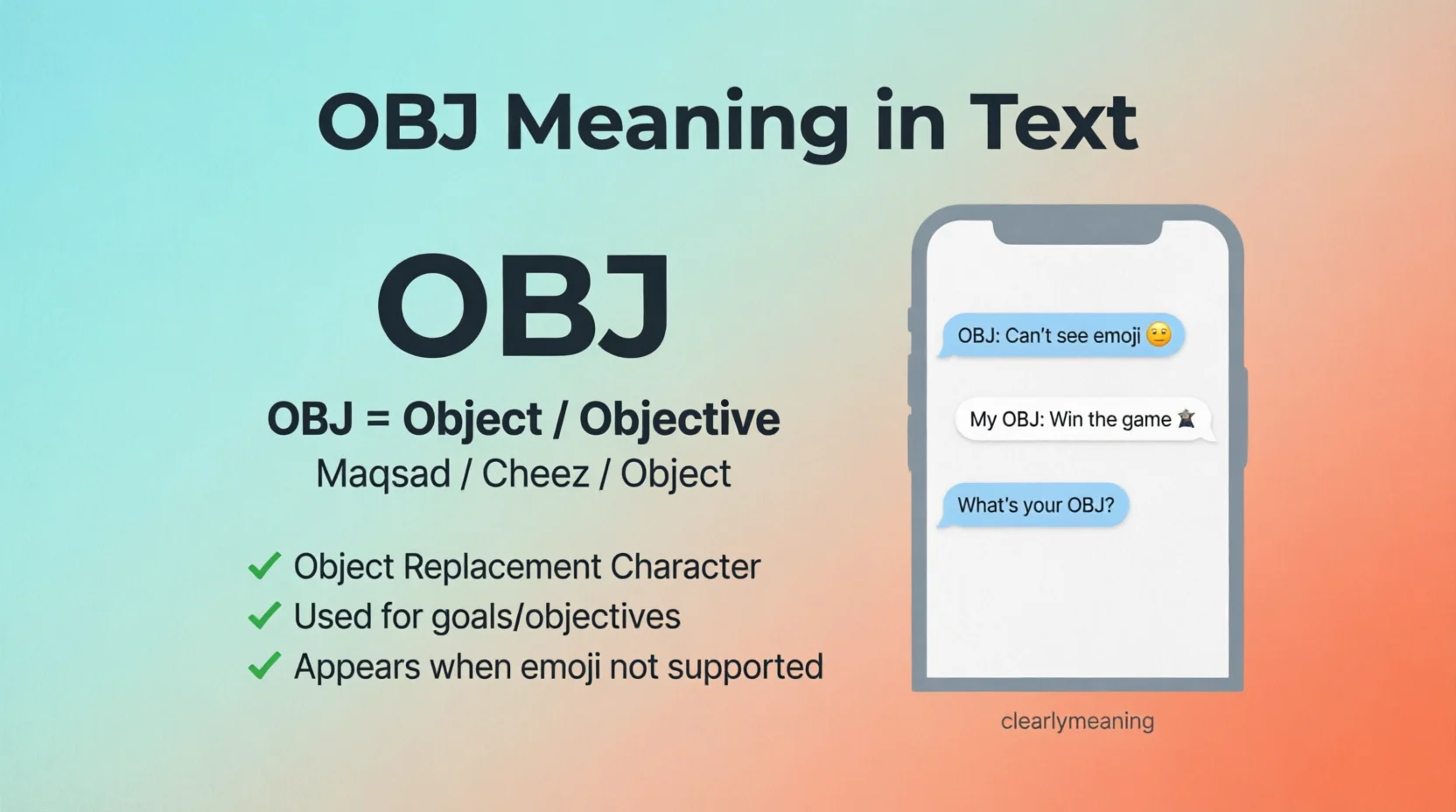 OBJ Meaning in Text Real 2026